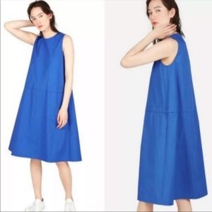 Everlane The Clean Cotton A-line Dress Size 8 Ultramarine Blue Sleeveless